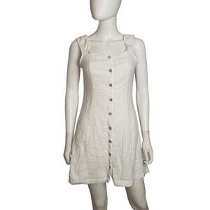 ROXY White Cotton Button Front Sundress Size Medium